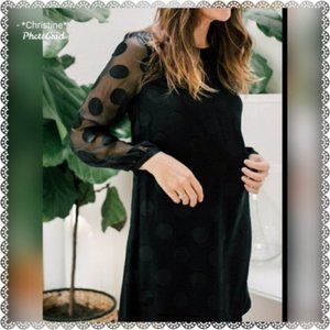 *Boden Sheer Sleeve Spot Dress*